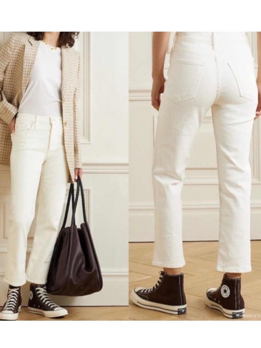 EUC MOTHER Denim The Tomcat Ankle Cream Puffs Ivory Jeans Pants size 0 25